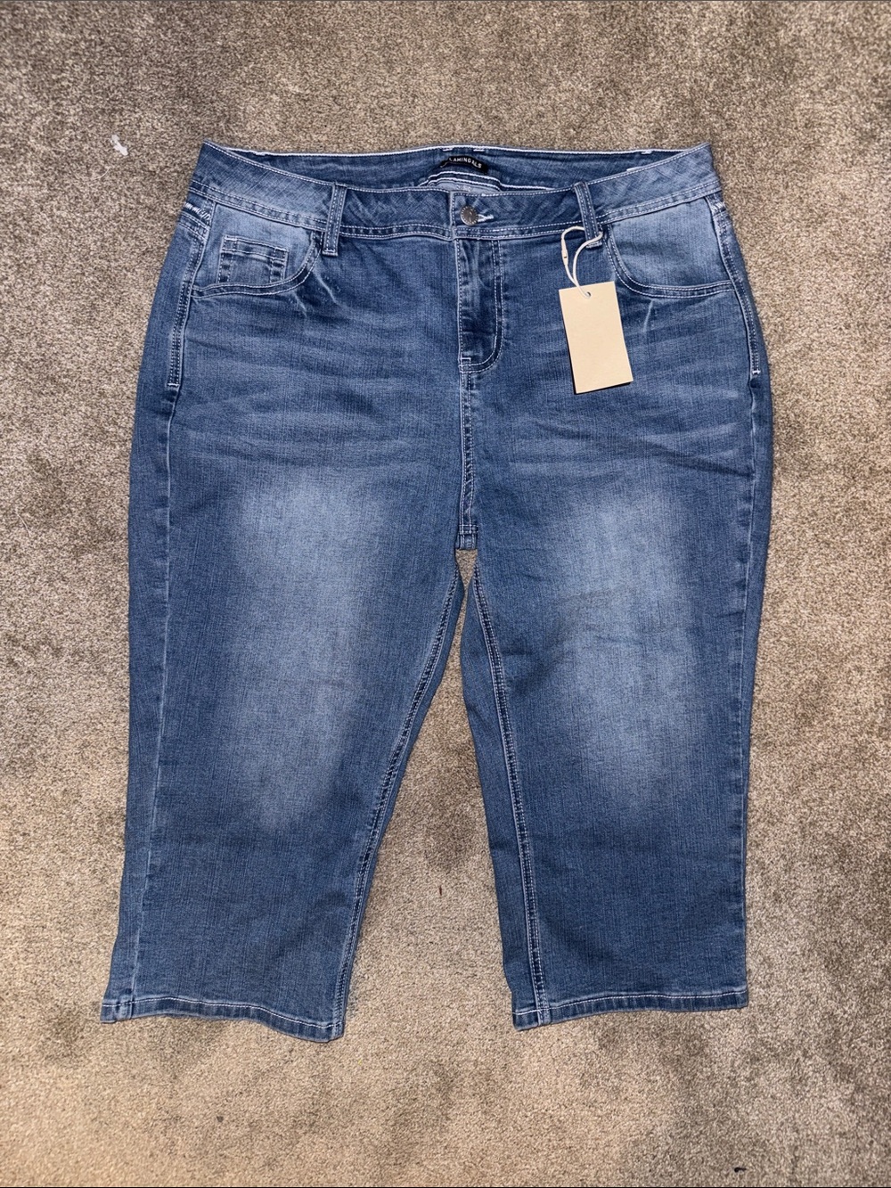 Capri Stretch Jeans - Dark Blue Wash